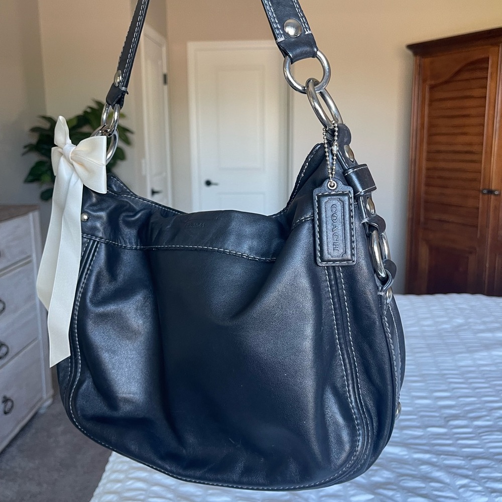 Y2K Coach Black Leather Zoe Shoulder Bag - Picture 2 of 15